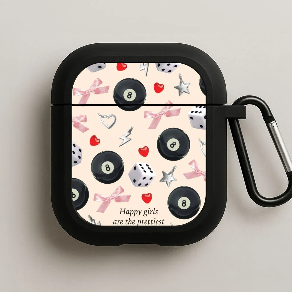 Happy Girls Are The Prettiest Pattern AirPods Case Creative Smooth Holder Fashion Inspired Cover
