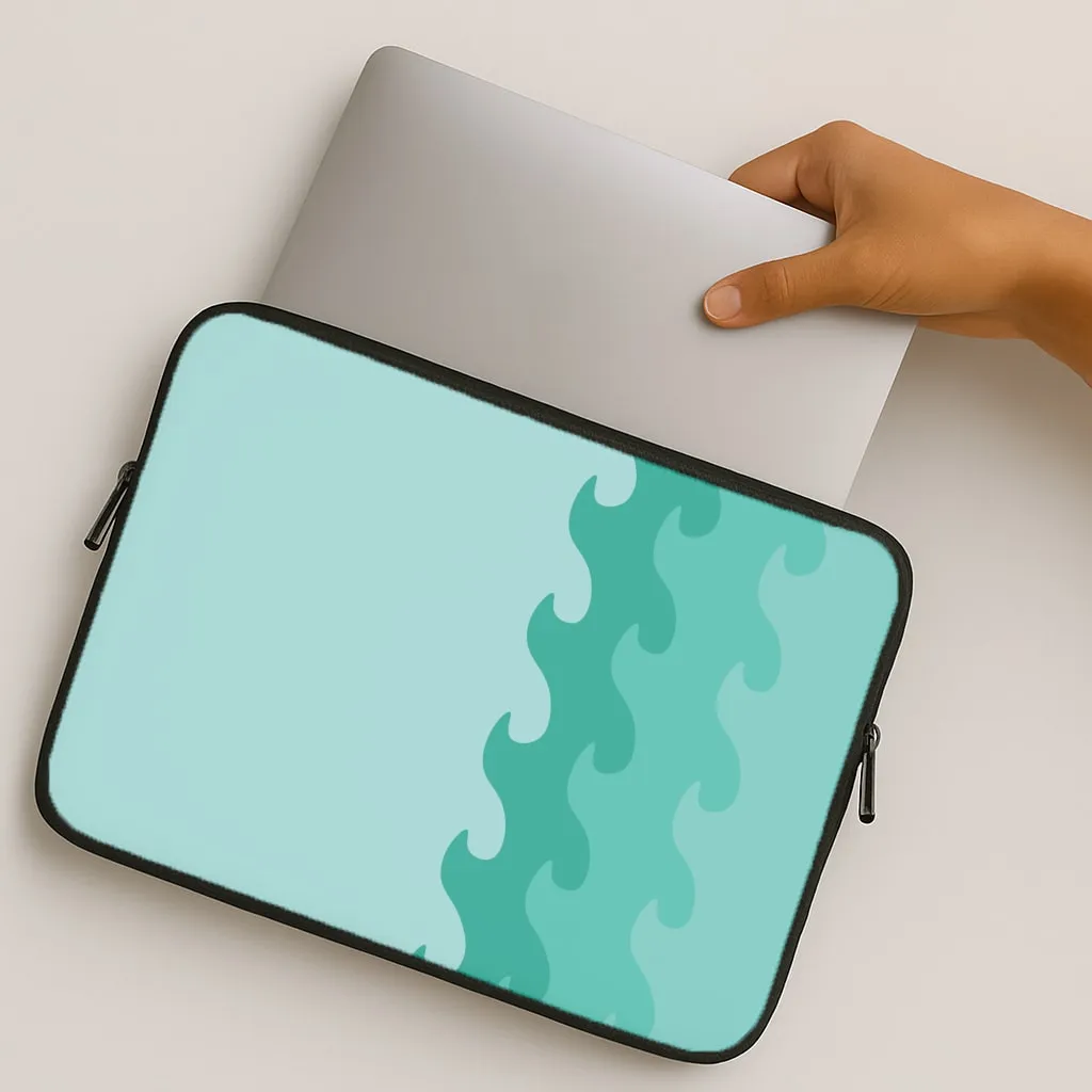 Flexible Layer Design Cyan Beach Waves Pattern Laptop Sleeve