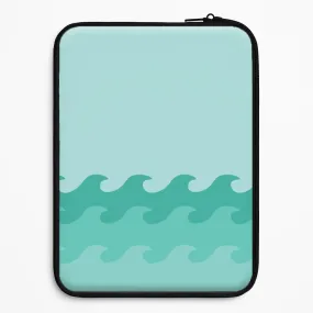 Glossy Finish Look Minimal Style Cyan Beach Waves Pattern Laptop Sleeve