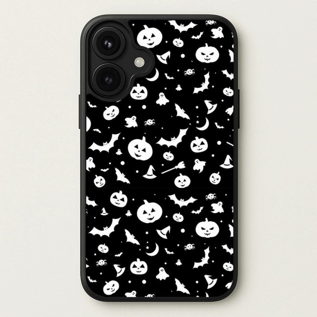 Black and White Halloween Pattern Phone Case clean design