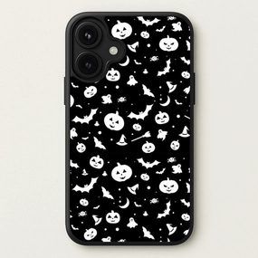 Black and White Halloween Pattern Phone Case clean design