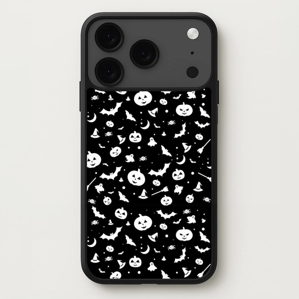 Black and White Halloween Pattern Phone Case Comfort Shape