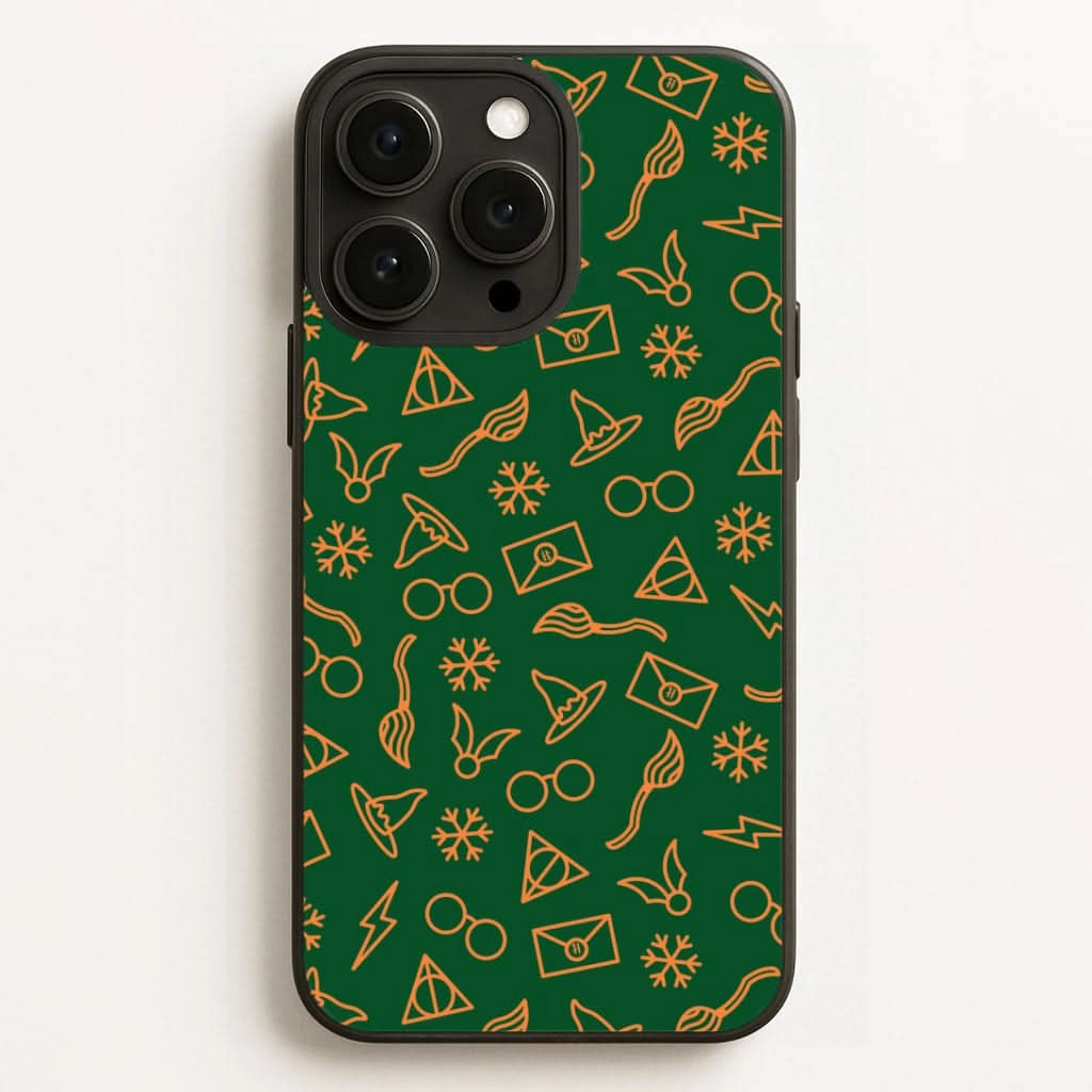 Christmas Wizard Icons Pattern Phone Case Classic Style Hard Plastic