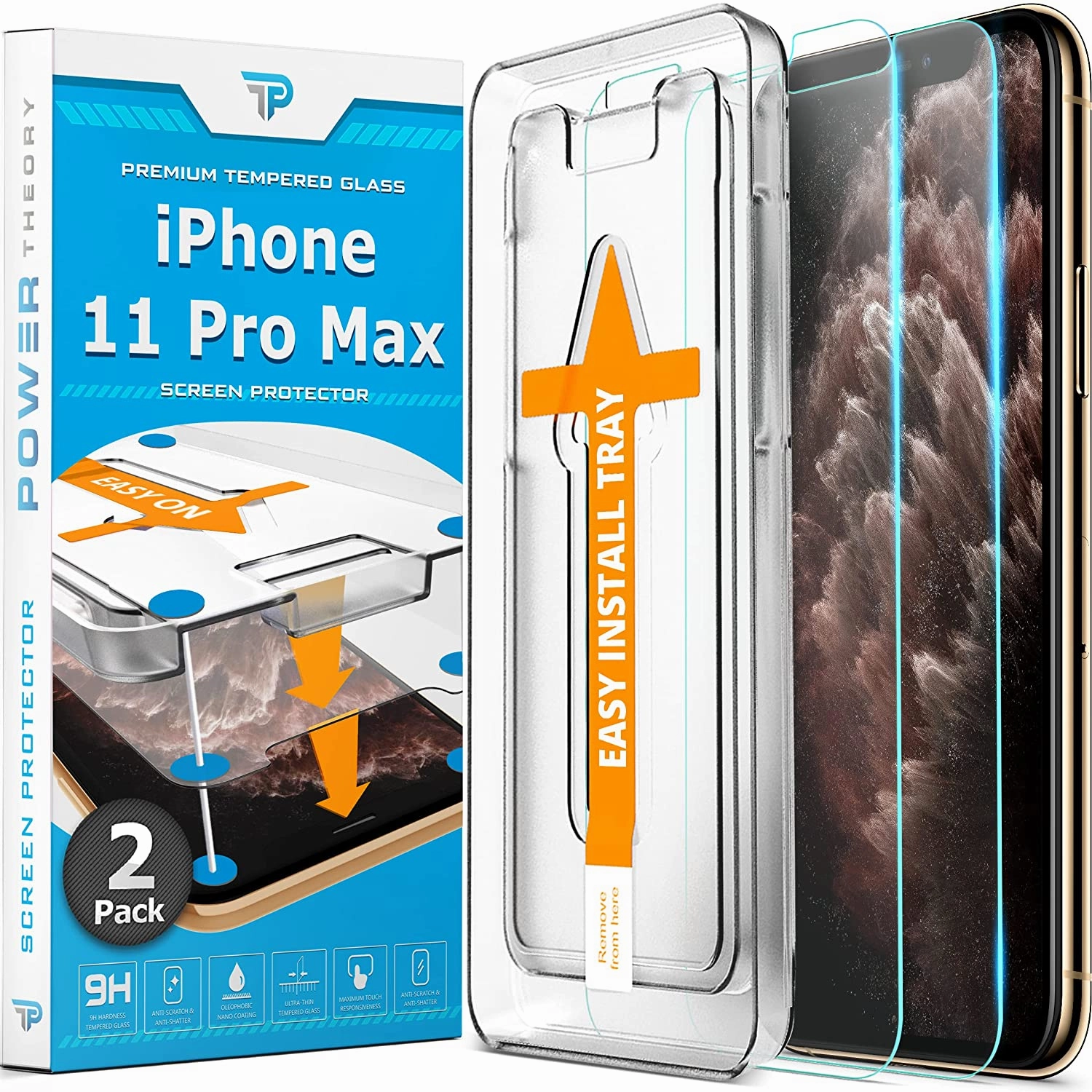 iPhone 11 Pro Max Tempered Glass Screen Protector [2-Pack] easy apply screen film fashionable phone cover