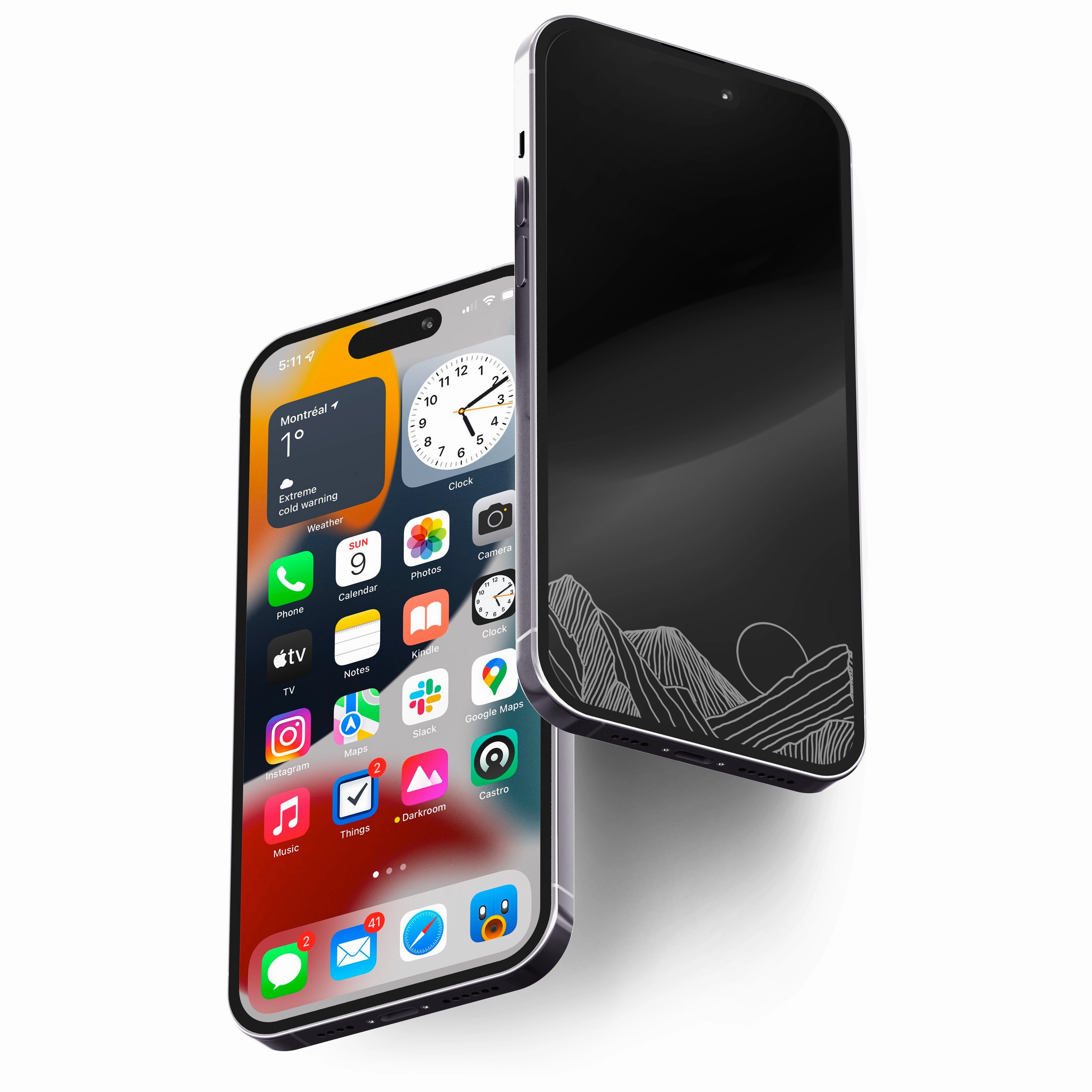 Screen Guard Layer Film Phone Display Guard HD Glass Vision Pro iPhone 14 Pro Canyon Moon DistINKtive? Tempered Glass Screen Protector, [2-Pack]