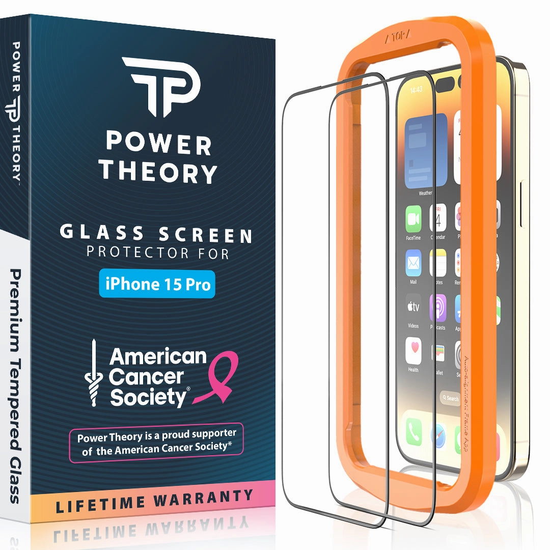 iPhone 15 Pro Tempered Glass Screen Protector [2-Pack] Bubble Free Shield