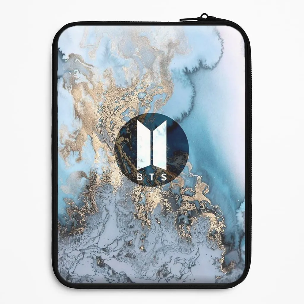 Glossy Look Protective Detailing Edge K-Pop Band Logo Marble Laptop Sleeve