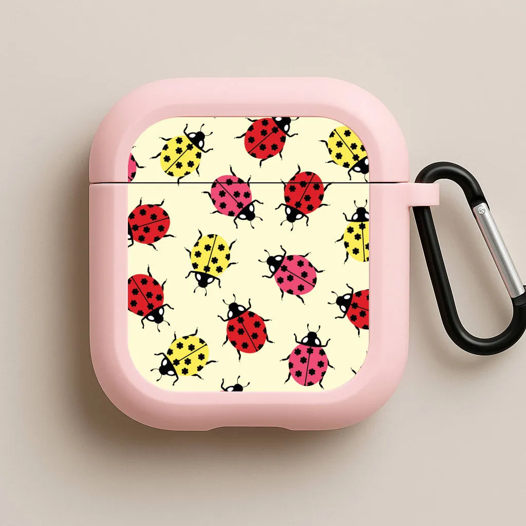 Ladybugs With Flower Spots Pattern AirPods Case Functional Compact Case Modern Silicone Case