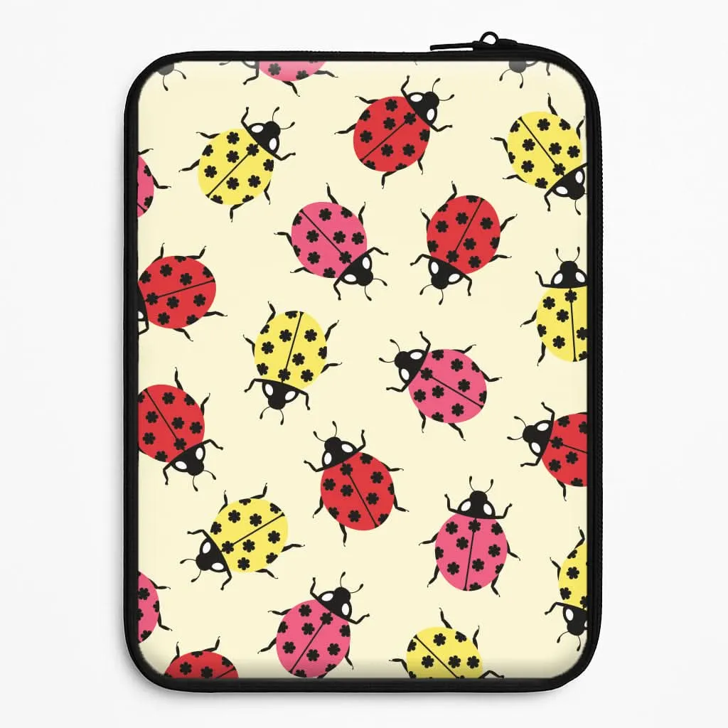 Ladybugs With Flower Spots Pattern Laptop Sleeve Matte Texture Design Scratchproof Surface