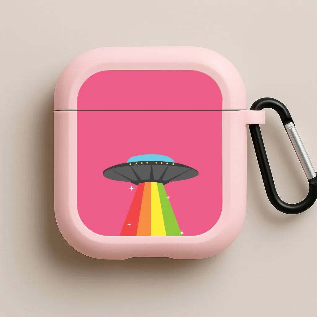 Rainbow Alien Spaceship AirPods Case Universal Compact Holder