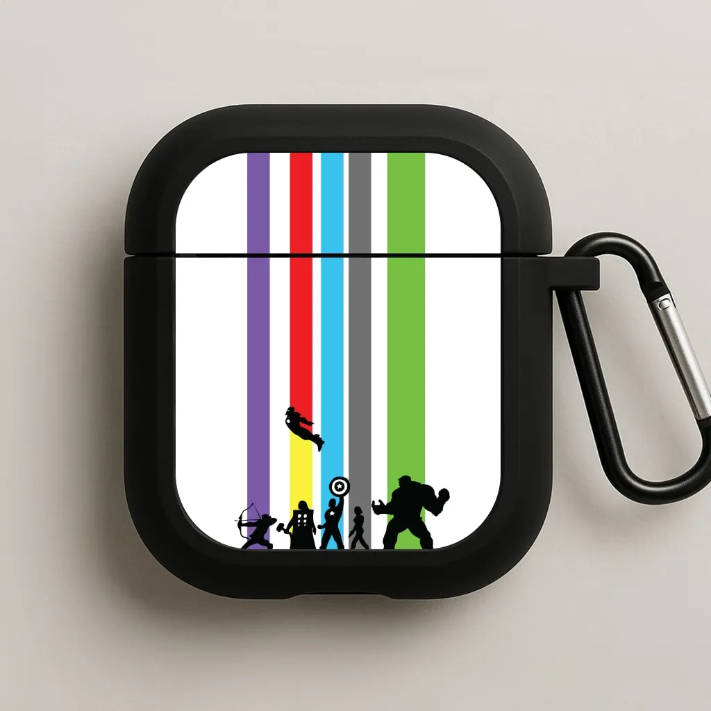 Superhero Team Silhouette AirPods Case colorful airpods cover sleek ergonomic pocket airpods case