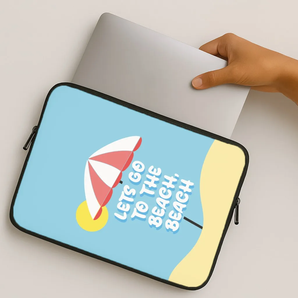 Glossy Texture Lets Go To The Beach - Summer Quotes Laptop Sleeve