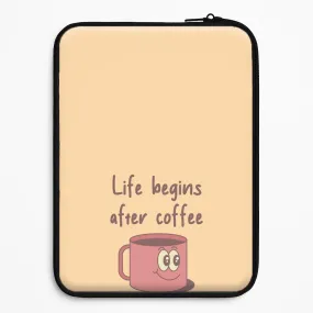 Life Begins After Coffee - Aesthetic Quote Laptop Sleeve Urban Minimalism