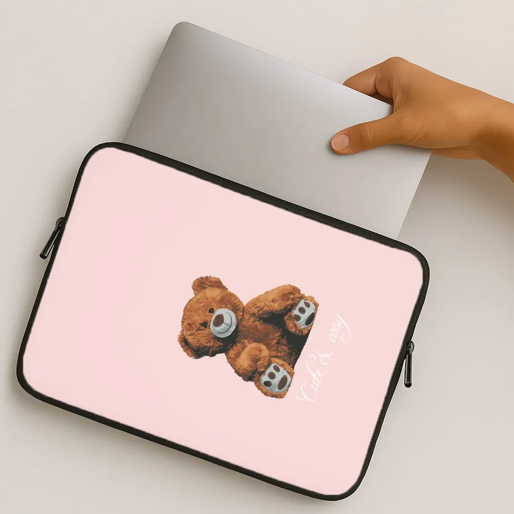 Cute And Cosy Teddy Bear Laptop Sleeve Durable Build Quality Urban Texture