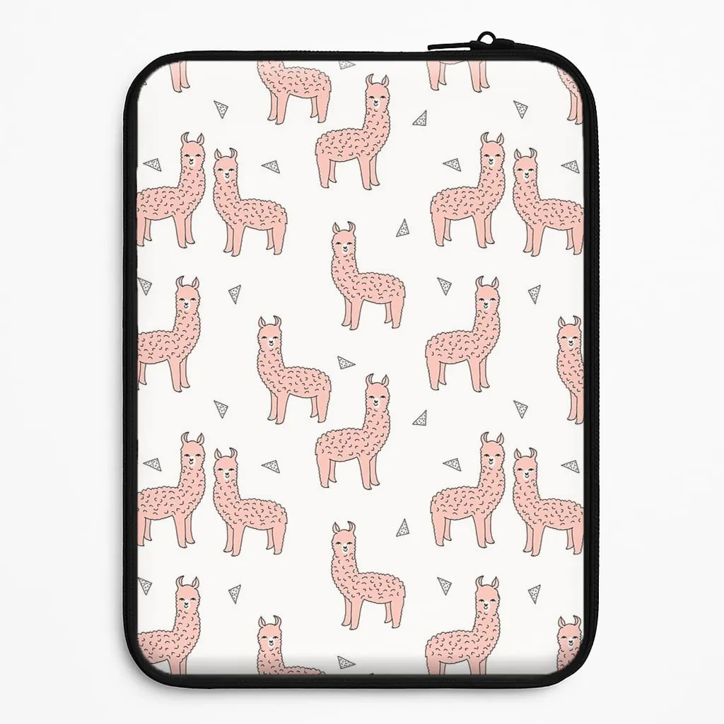 Pale Pink Alpaca Pattern Laptop Sleeve Non Slip Surface