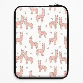 Pale Pink Alpaca Pattern Laptop Sleeve Non Slip Surface
