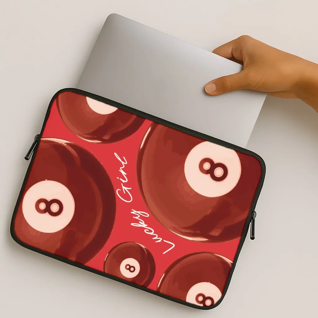 Easy Access 8-Ball Lucky Girl Pattern Laptop Sleeve