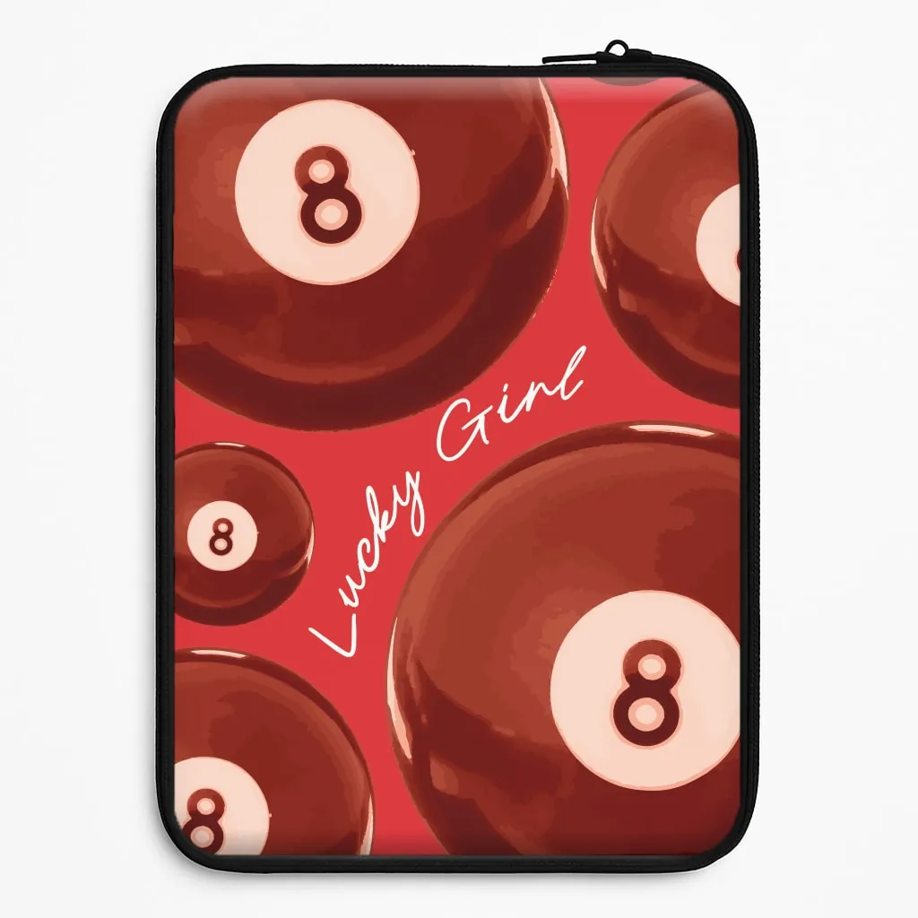 8-Ball Lucky Girl Pattern Laptop Sleeve Modern Build Texture Luxury Build