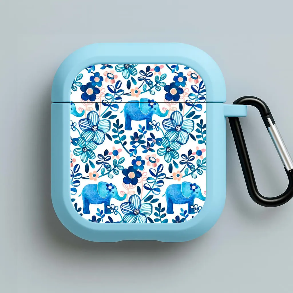 Fashion Travel Organizer Elephant and Floral Pattern AirPods Case