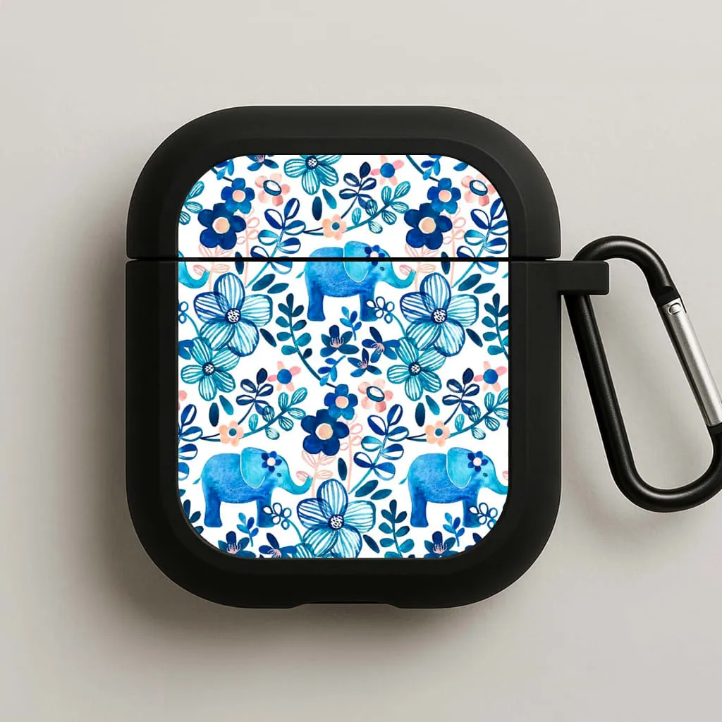 Elephant and Floral Pattern AirPods Case soft texture grip case