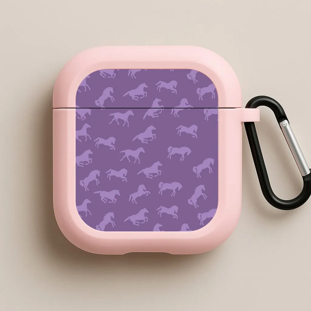 Purple Horse Pattern - Horses AirPods Case shock absorbing silicone airpods case