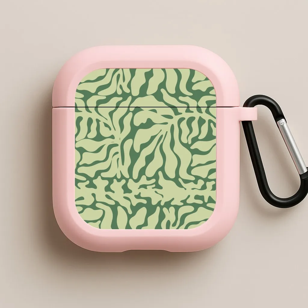 Light Green Leaf - Foliage AirPods Case Travel Friendly Pouch