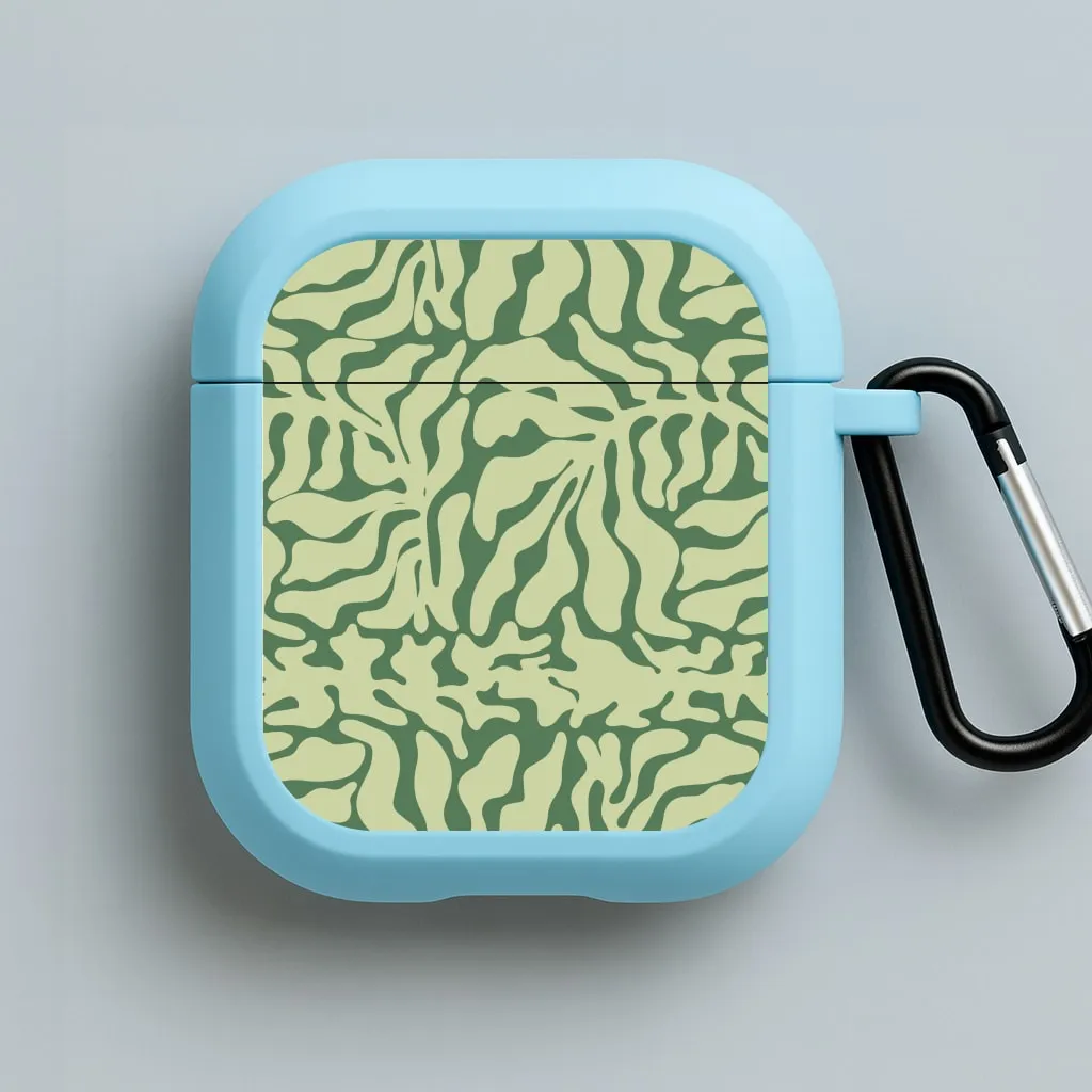 vivid neon ergonomic pocket silicone airpods protector Light Green Leaf - Foliage AirPods Case