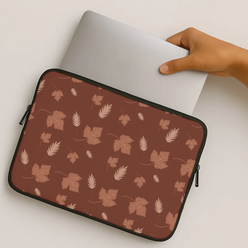 Vivid Surface Detail Handcrafted Design Autumn Leaf Patterns Laptop Sleeve