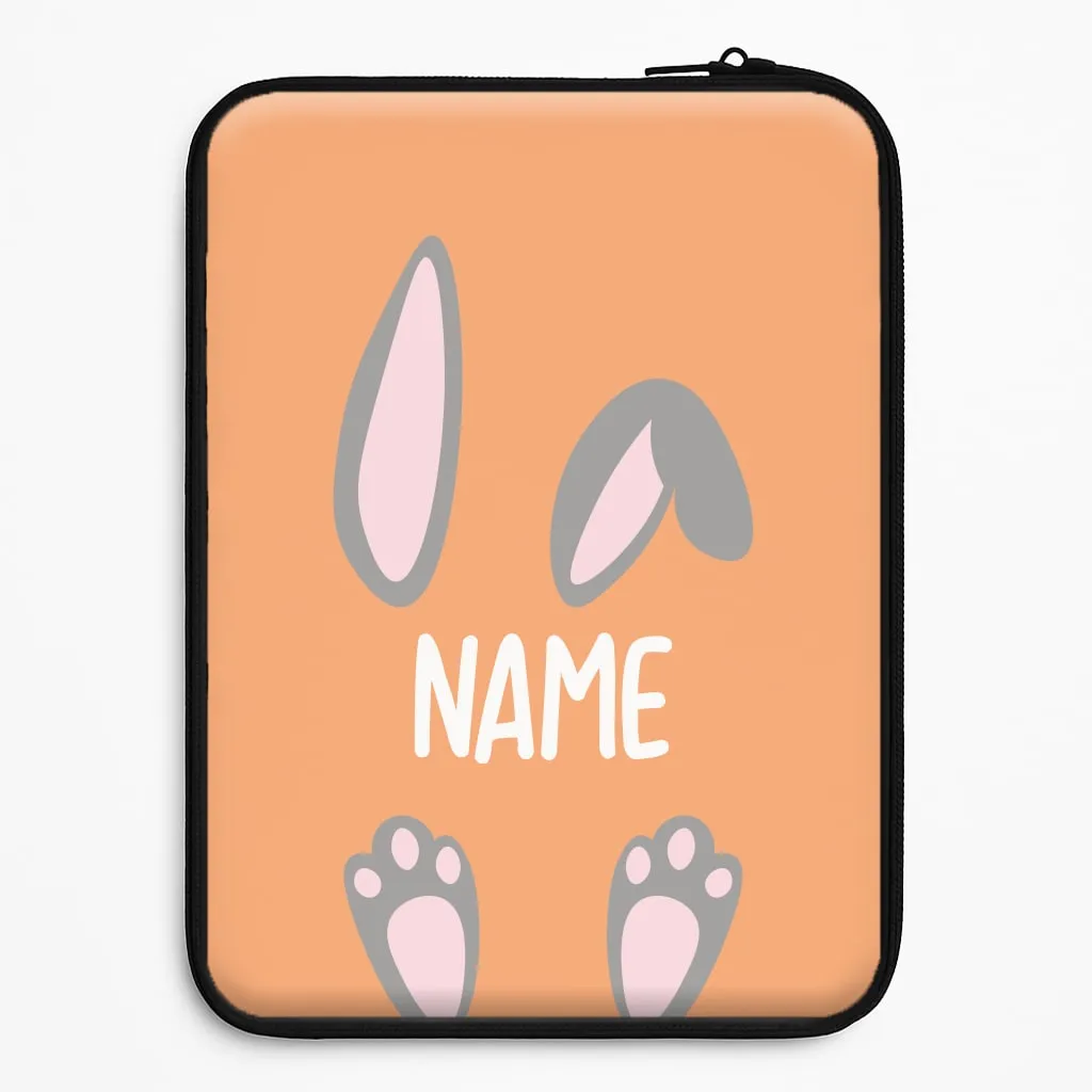 Grey Bunny Personalised Laptop Sleeve Smooth Finish Smooth Edge Design
