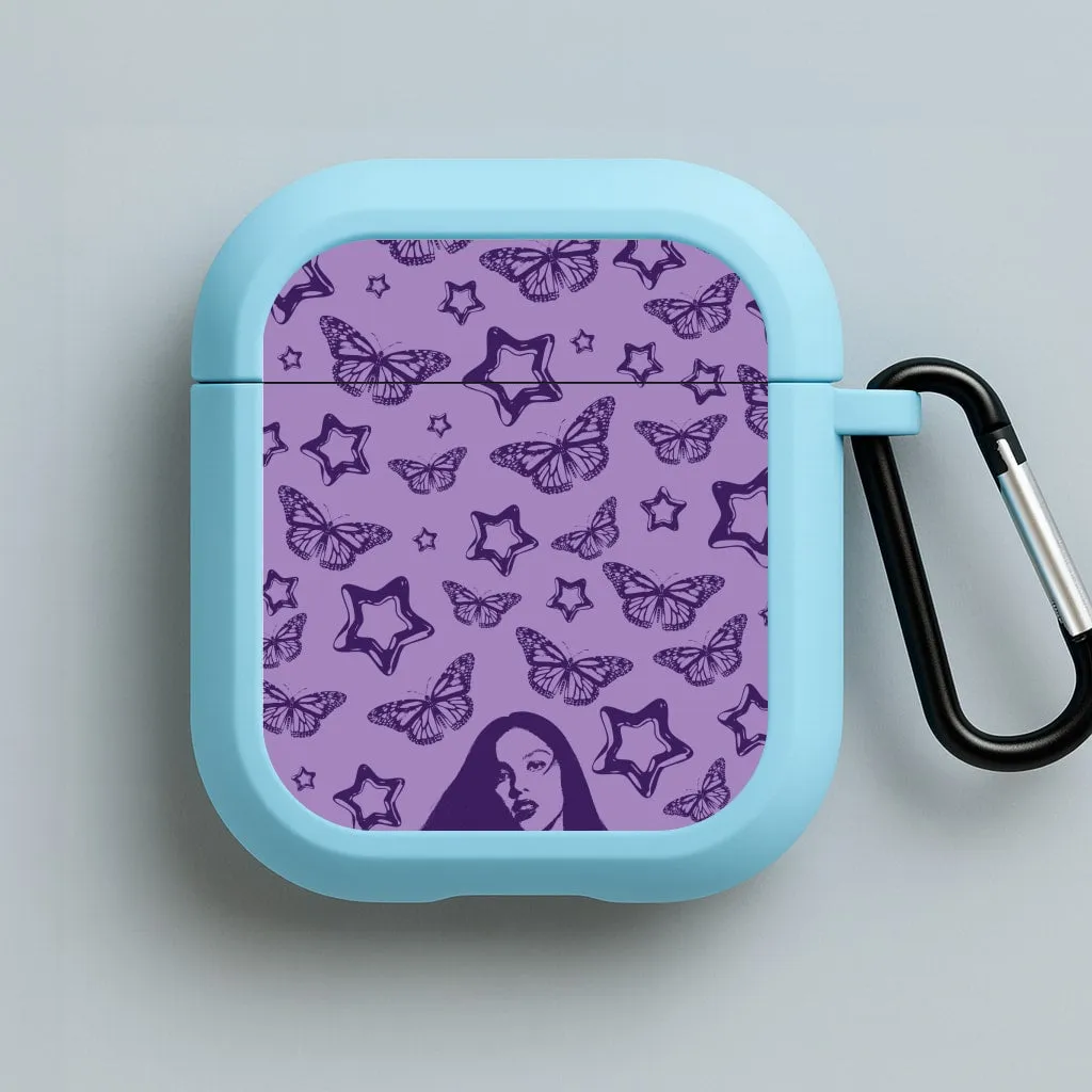 Stars And Butterflies Pattern AirPods Case Portable Soft Pouch
