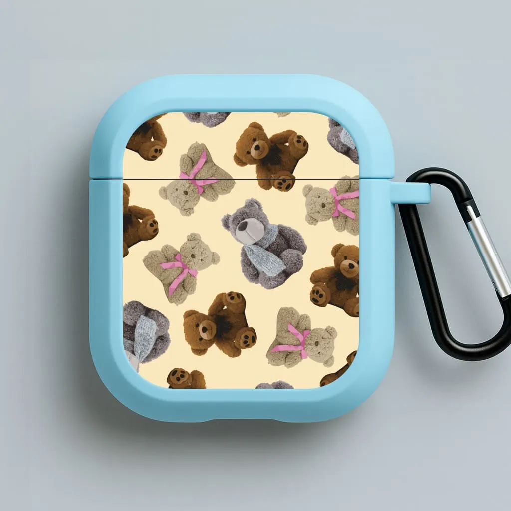 Assortment Of Teddies Pattern AirPods Case Compact Rubber Bag compact storage airpods case