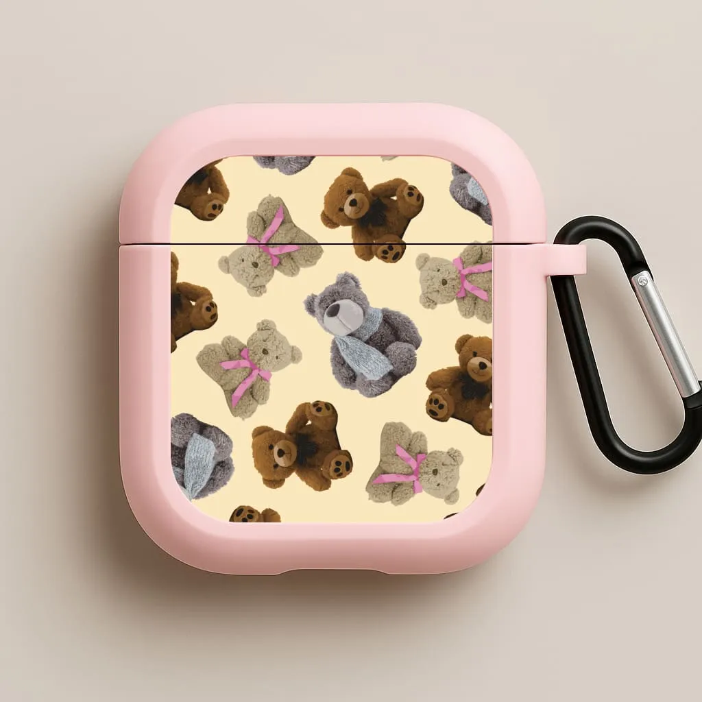 Flexible Smooth Holder custom engraved pocket silicone shell Assortment Of Teddies Pattern AirPods Case