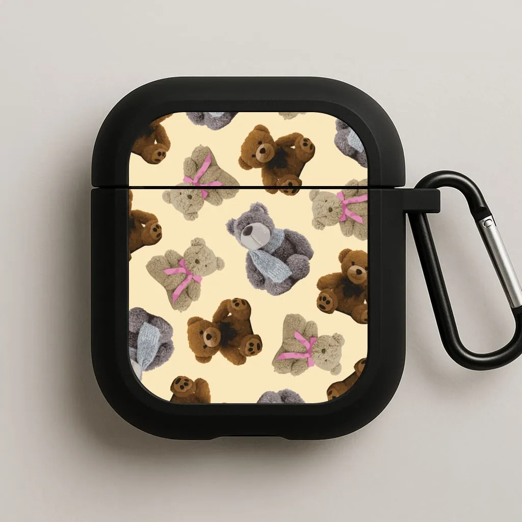 Pocket Friendly Bag compact lightweight pastel leather protector Assortment Of Teddies Pattern AirPods Case