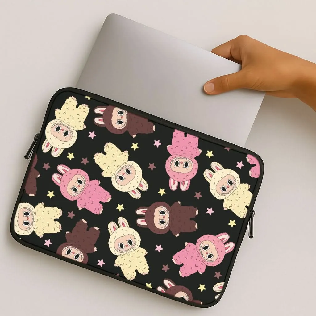 Cute Monsters And Stars Pattern Laptop Sleeve Modern Accent