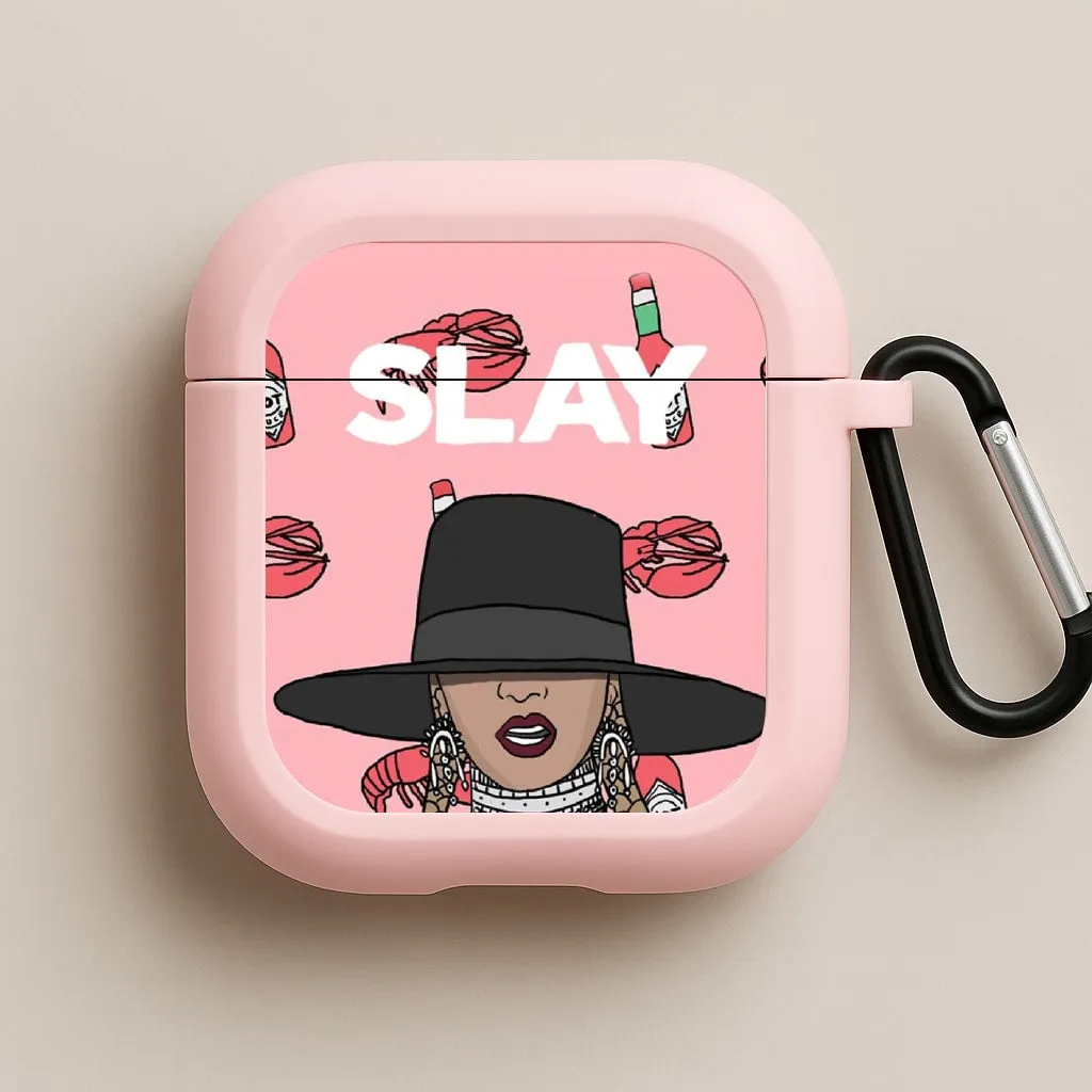 Slay - Queen B Cartoon AirPods Case Slim Rubber Shell Compact Protective Accessory