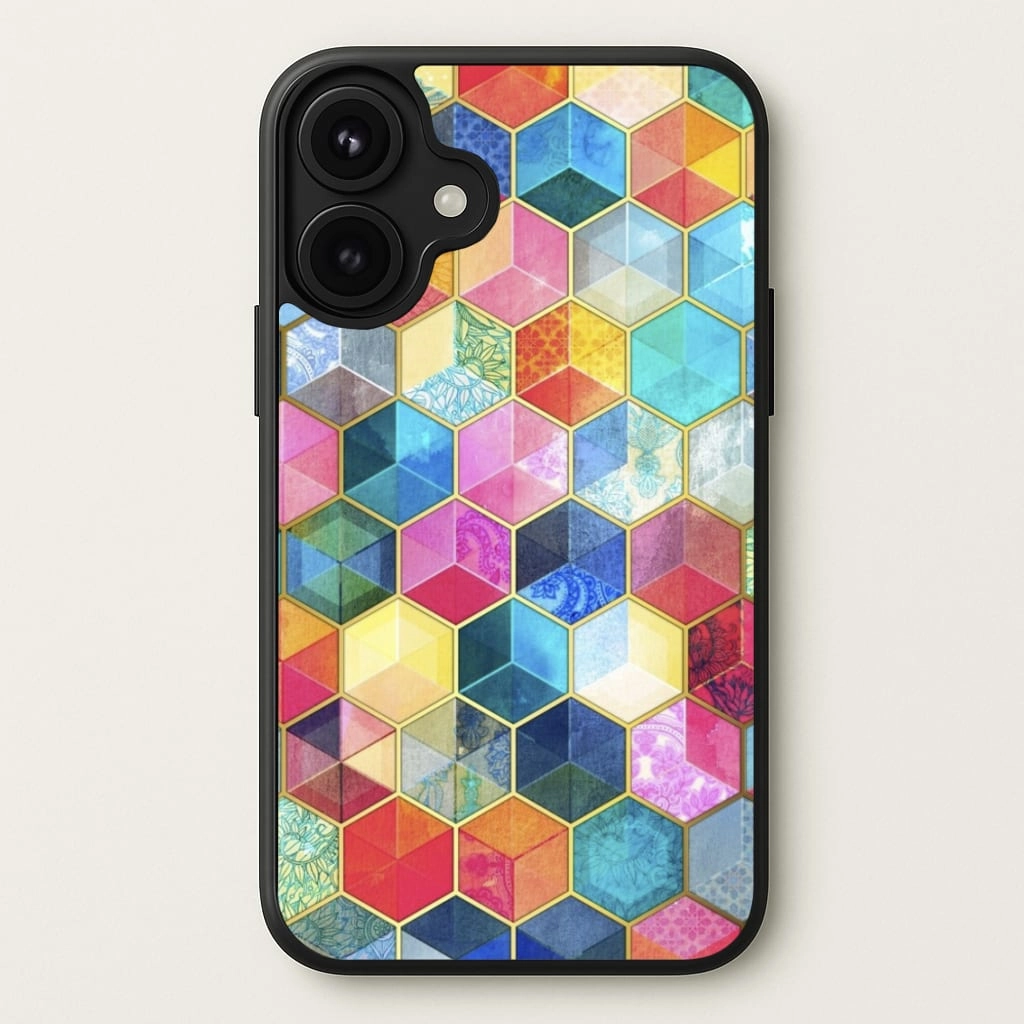 Colourful Honeycomb Pattern Phone Case Hybrid Build Hybrid Frame