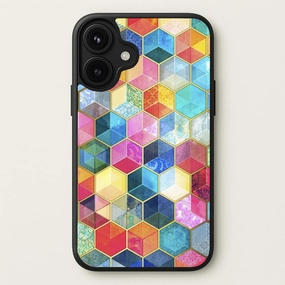 Colourful Honeycomb Pattern Phone Case Hybrid Build Hybrid Frame