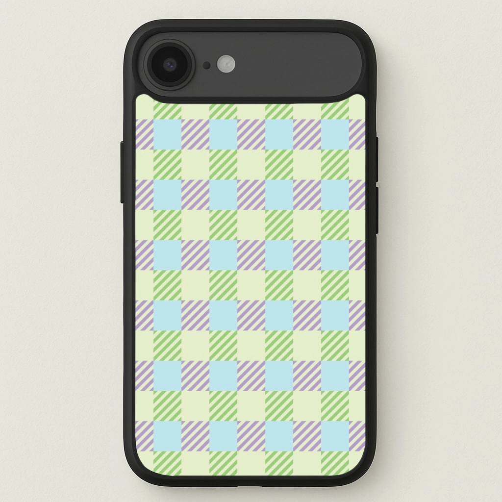 Green And Purple Checkered Phone Case Strong Corners Textured Detail