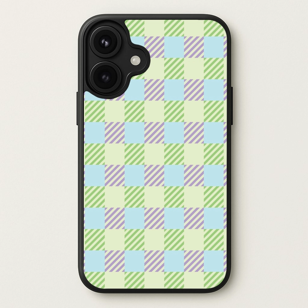 Comfort Style Green And Purple Checkered Phone Case