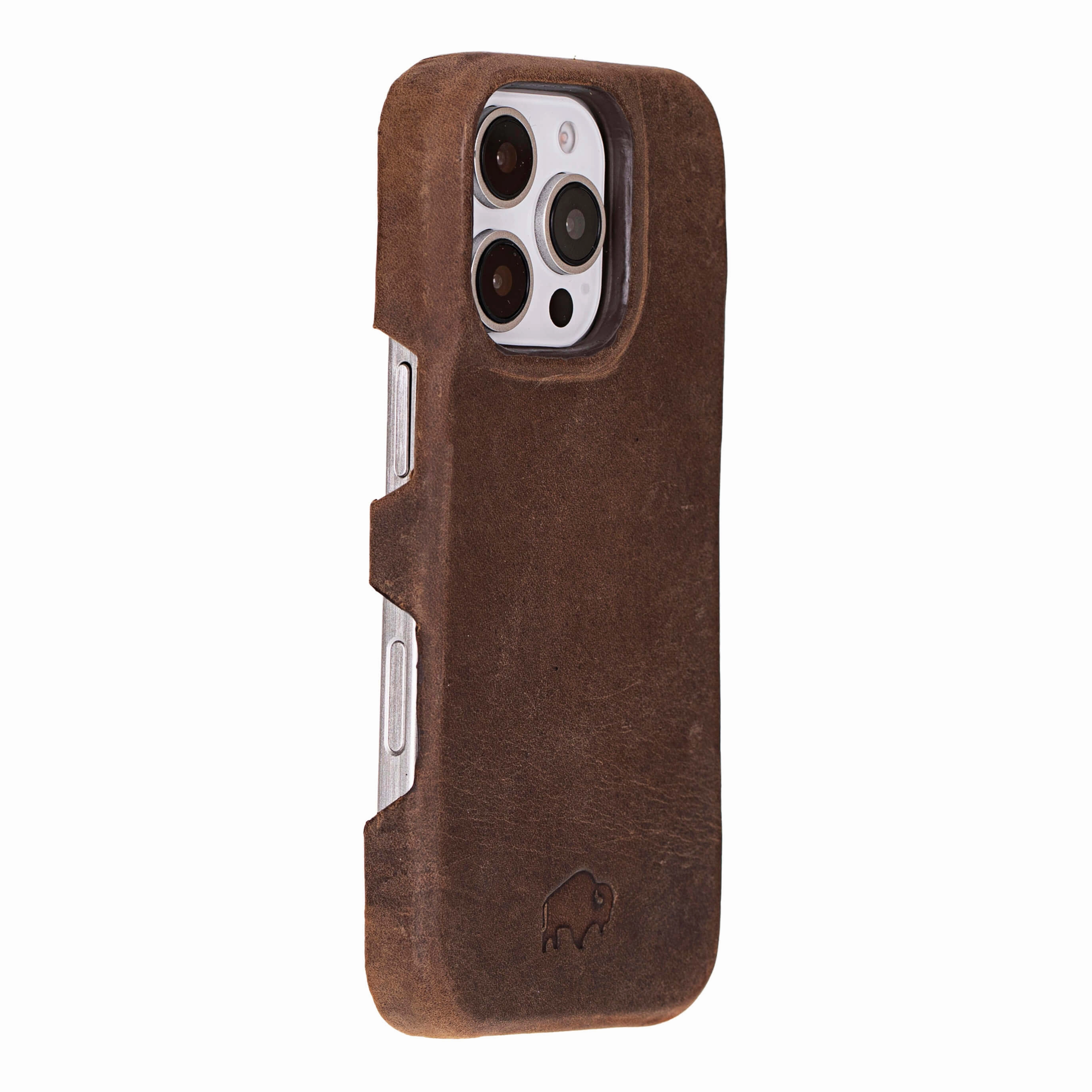 Artistic Print Flexible Material Mason Full-Grain Leather MagSafe Case ?C iPhone 16 Pro, Distressed Coffee