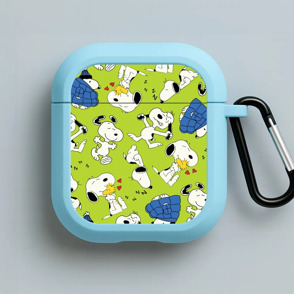 soft textured pastel airpods case Urban Lifestyle Gear Lime Green Cartoon Beagle Pattern AirPods Case