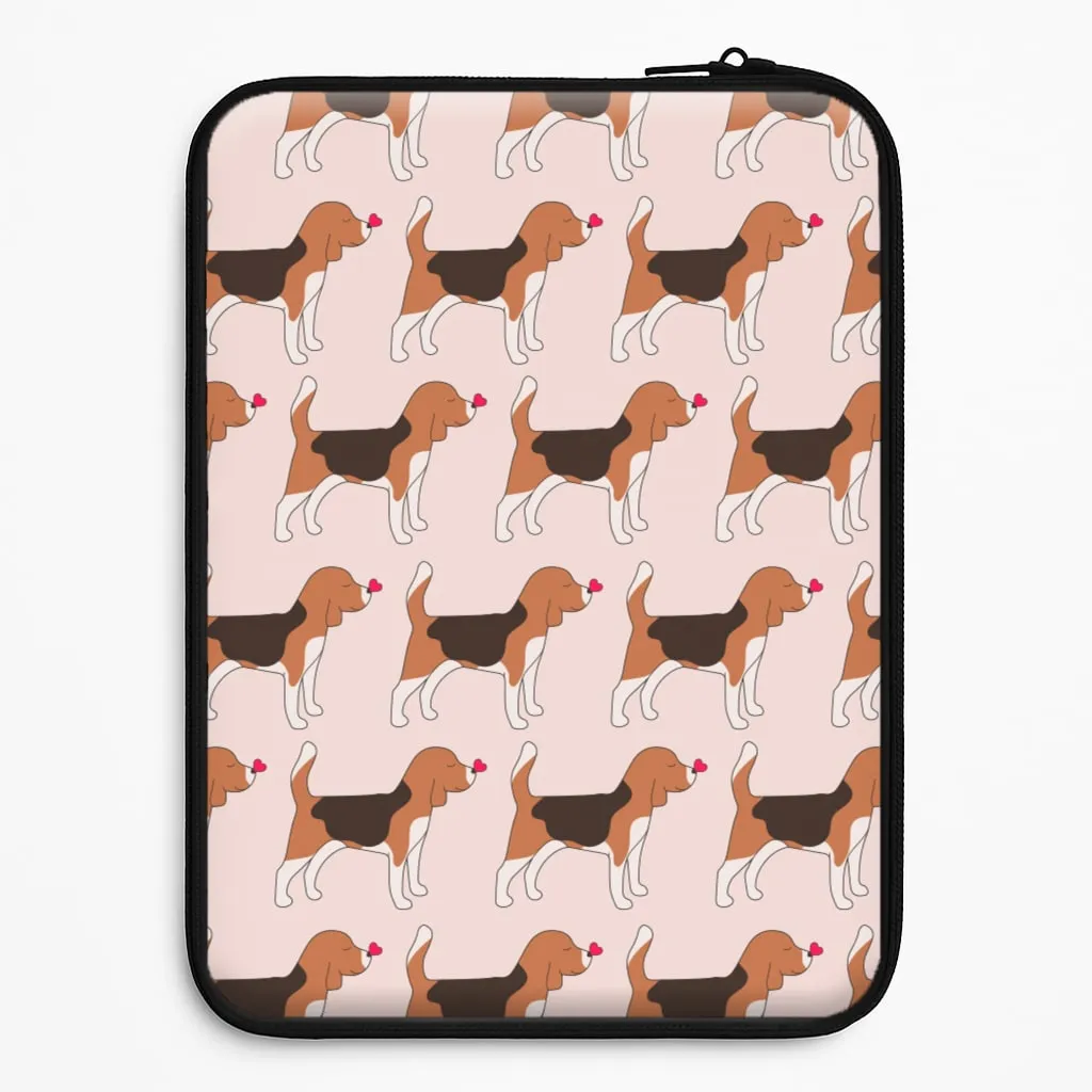 Polished Surface Texture Protective Form Love Beagle - Dog Pattern Laptop Sleeve