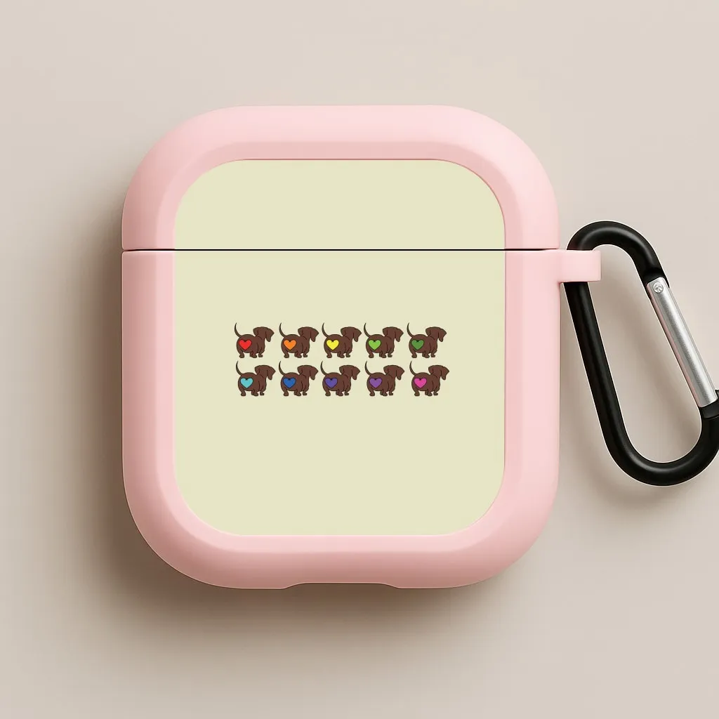 Love hearts - Dachshunds AirPods Case Minimalist Pocket Case
