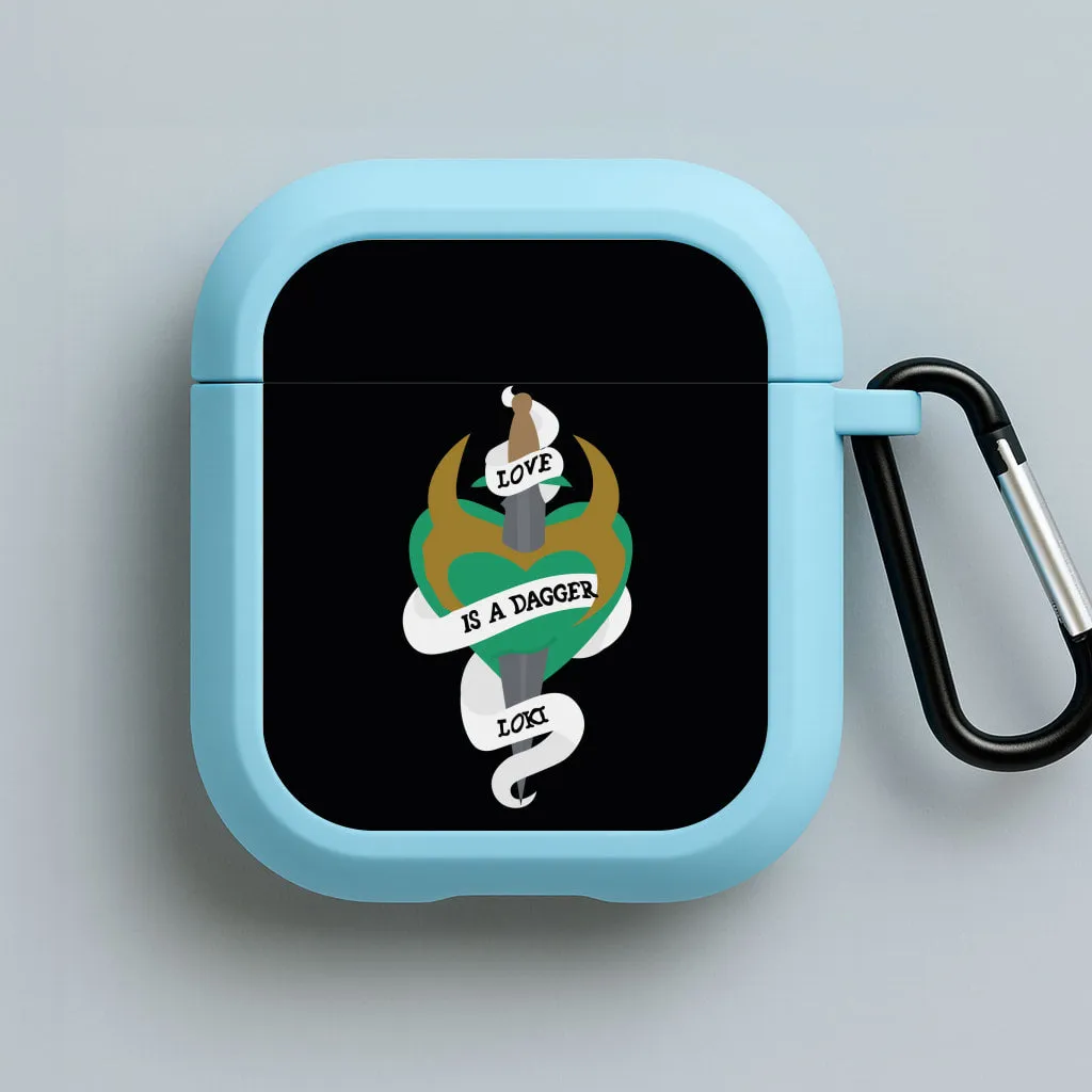 vintage neon leather airpods case Love Is A Dagger AirPods Case