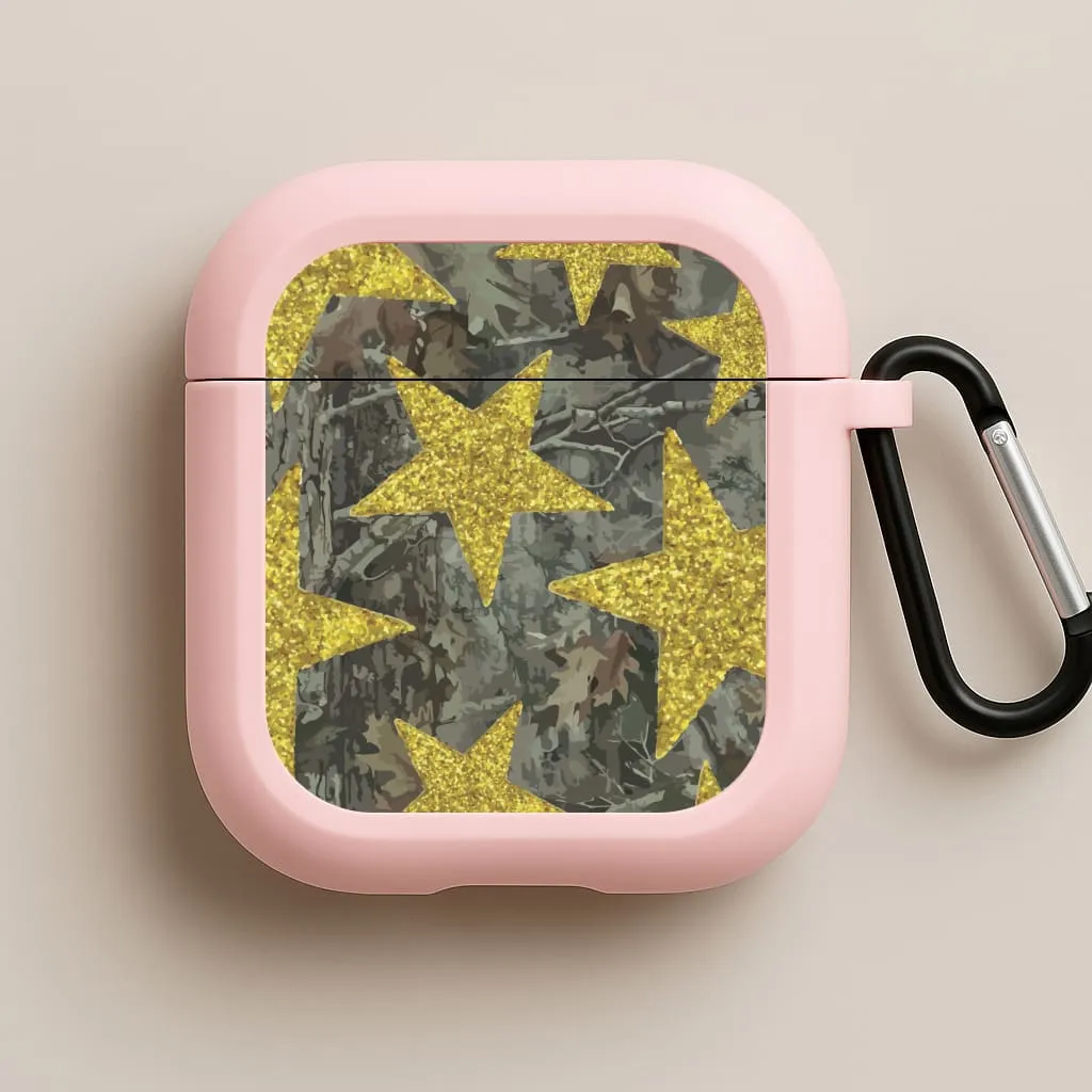 eco friendly airpods case Camo And Glitter Stars Pattern AirPods Case