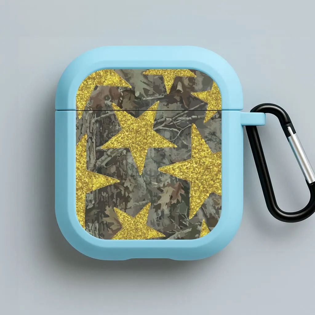 airpods sleeve for commuting Soft Smooth Bag Camo And Glitter Stars Pattern AirPods Case