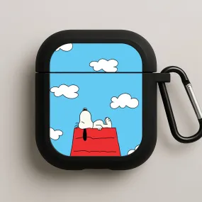 portable neon silicone protector Cartoon Beagle Sleeping AirPods Case