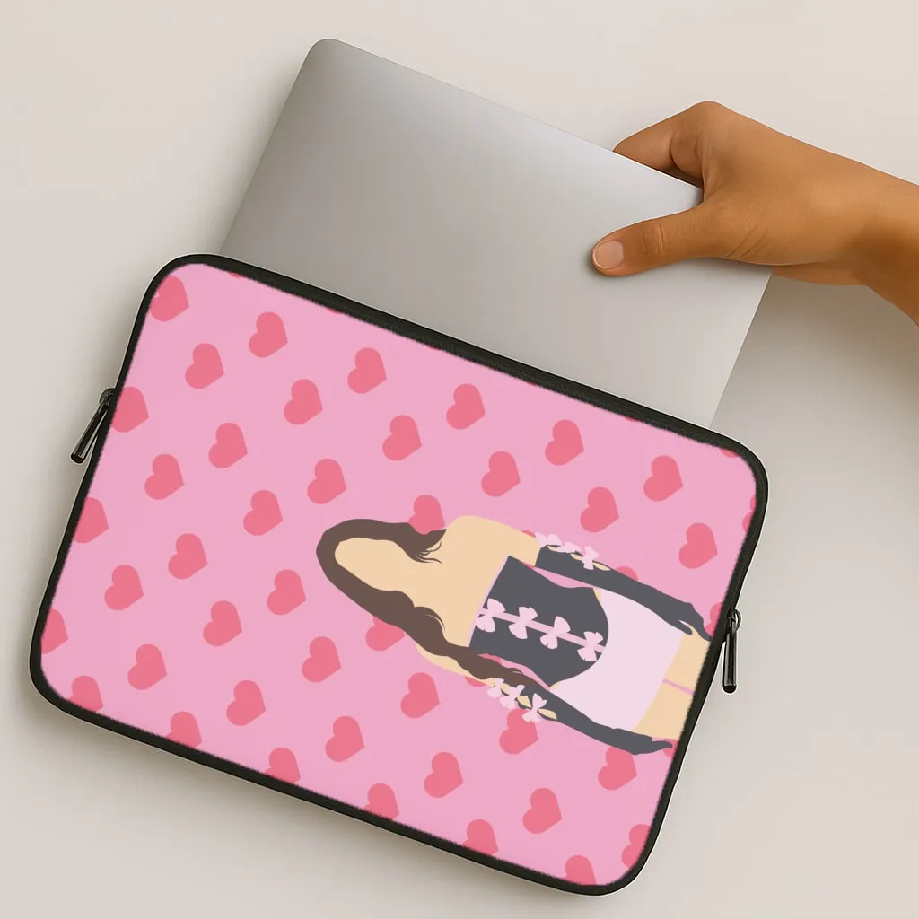 Glossy Texture Frosted surface Pink Hearts - Olivia Laptop Sleeve