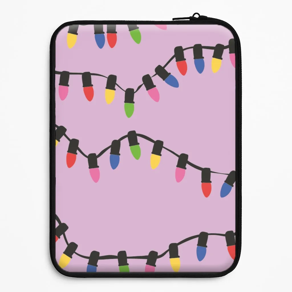 Shock Frame Glossy Look Pink Lights - Christmas Patterns Laptop Sleeve
