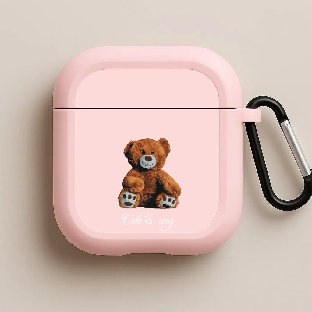 soft gel ergonomic airpods protector compact charging protector Cute And Cosy Teddy Bear AirPods Case